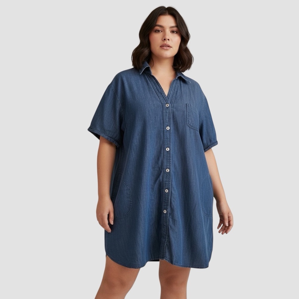 🍓$5 Pick!🍓 Blue Denim Shirt Dress